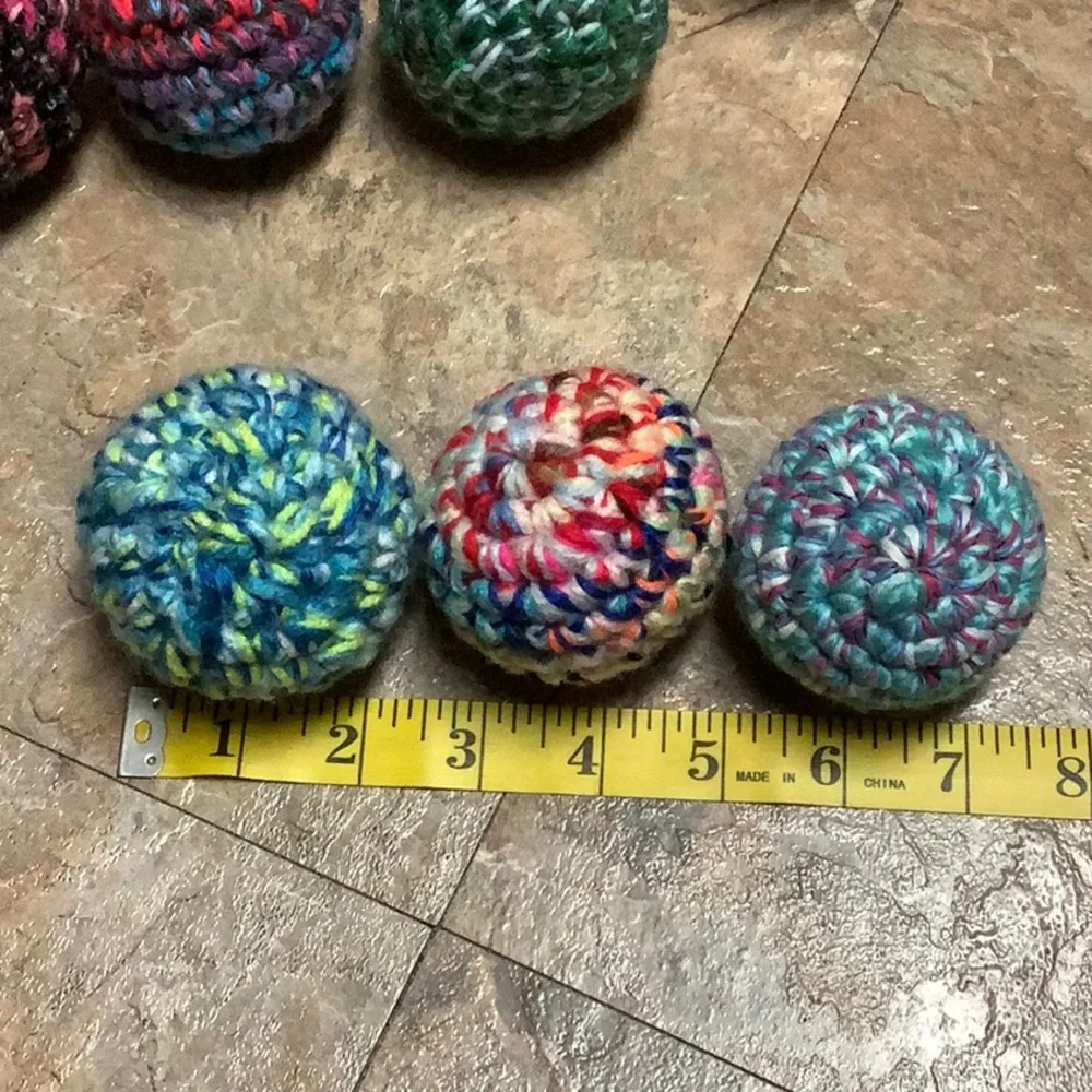 (3) Crocheted scrap balls